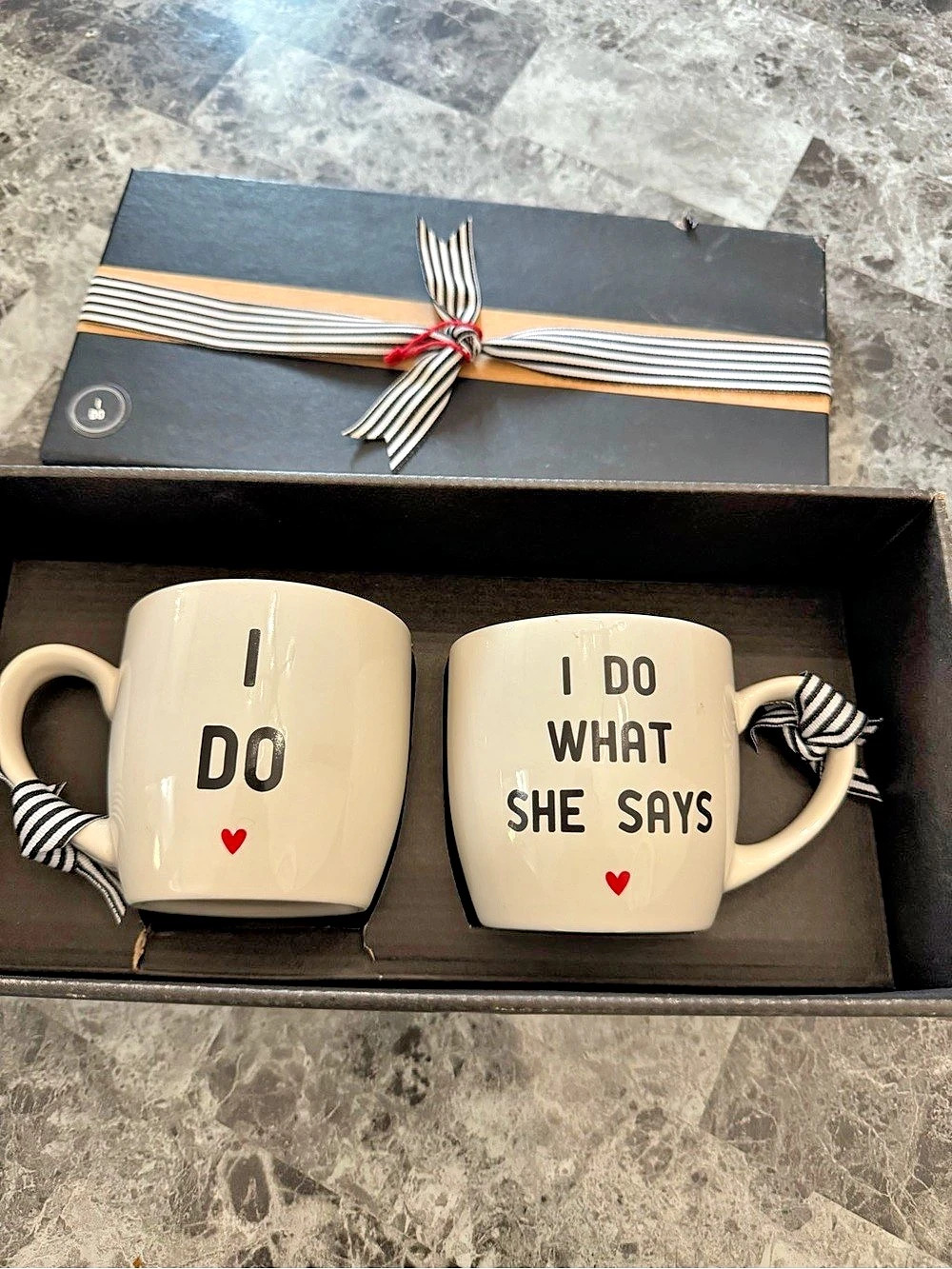 “I Do What She Says” Mug Set brand new in box